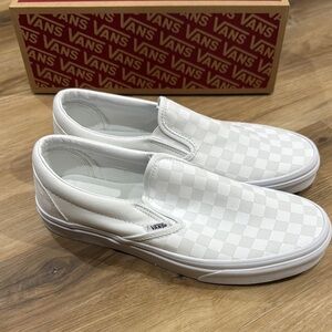 Vans White Classic Slip-On Sneakers
